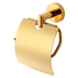 Uchwyt do papieru toaletowego z osłonką złoty połysk Stella Classic 74384