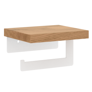 Uchwyt na papier toaletowy biały LOFT z półką drewnianą dębową W3B LEWY 518209 Uchwyt na papier toaletowy biały LOFT z półką drewnianą dębową W3B LEWY 518209