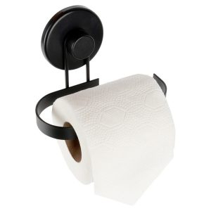 Uchwyt na papier toaletowy metalowy czarny na przyssawkę 747792