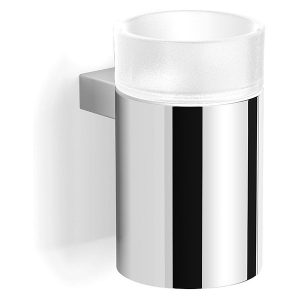 Uchwyt z kubkiem na szczoteczki do zębów metalowa obudowa chrom szkło matowe Stella Soul 74163 Uchwyt z kubkiem na szczoteczki do zębów metalowa obudowa chrom szkło matowe Stella Soul 74163