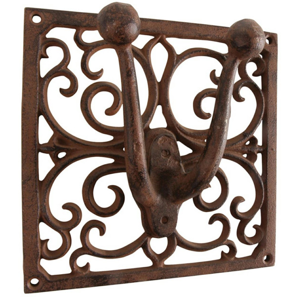 Uchwyt żeliwny brązowy 17x17 cm dekoracyjny wieszak 948785