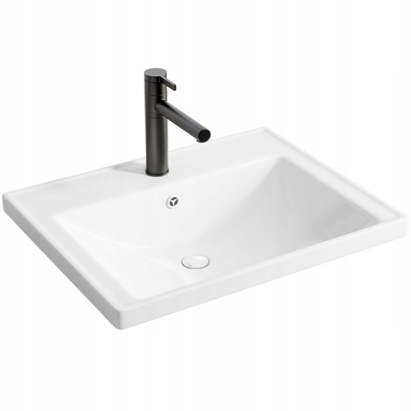 Umywalka ceramiczna biała meblowa wpuszczana w blat prostokątna 52 x 41 cm 704672