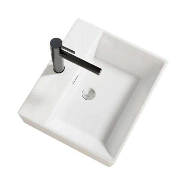 Umywalka ceramiczna biała nablatowa prostokątna 40 x 30 cm 711152