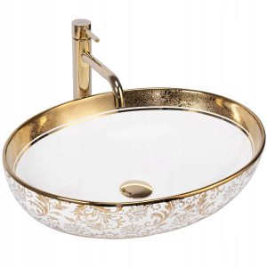 Umywalka Ceramiczna Nablatowa Margot White Gold Rea 234509 Umywalka Ceramiczna Nablatowa Margot White Gold Rea 234509