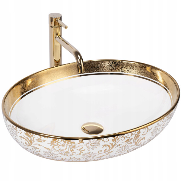 Umywalka Ceramiczna Nablatowa Margot White Gold Rea 234509