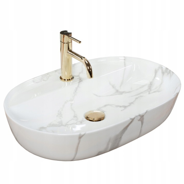 Umywalka Ceramiczna Nablatowa Rea Aura 61 Marmo Shiny 219768