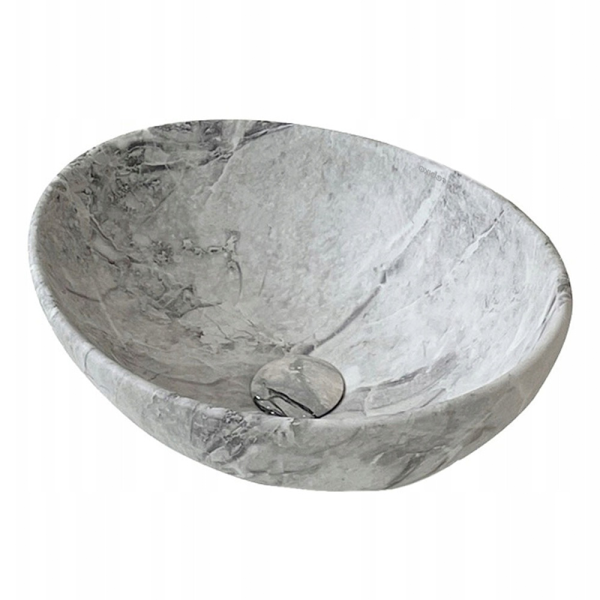 Umywalka ceramiczna nablatowa szara marmur okrągła 42x34 cm 673470