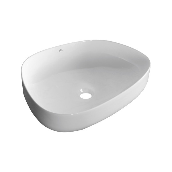 Umywalka Nablatowa Biała Ceramiczna Asymetryczna Laveo 718098