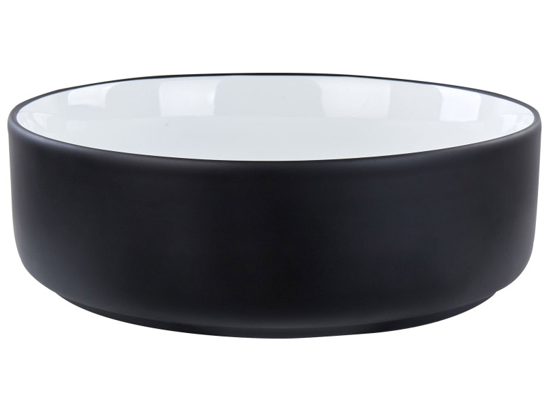 Umywalka nablatowa ceramiczna 36 cm biało-czarna 306904