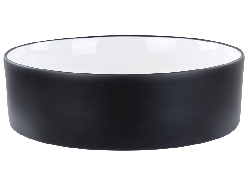 Umywalka nablatowa ceramiczna 40 cm biało-czarna 306931