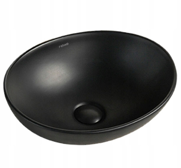 Umywalka nablatowa ceramiczna czarna matowa 41x33cm 372905