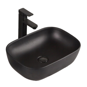 Umywalka nablatowa ceramiczna czarna matowa 46×32 cm 735115 Umywalka nablatowa ceramiczna czarna matowa 46×32 cm 735115