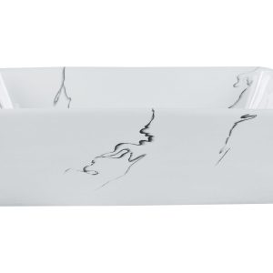Umywalka nablatowa ceramiczna efekt marmuru 49 x 38 cm biała HOPI 306916 Umywalka nablatowa ceramiczna efekt marmuru 49 x 38 cm biała HOPI 306916