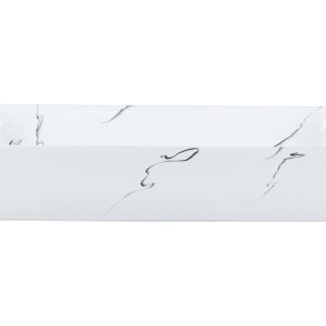 Umywalka nablatowa ceramiczna efekt marmuru 61 x 35 cm biała 306925 Umywalka nablatowa ceramiczna efekt marmuru 61 x 35 cm biała 306925