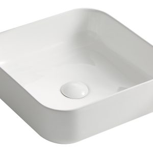 Umywalka Nablatowa Ceramiczna Kwadratowa Biała Toba 373809 Umywalka Nablatowa Ceramiczna Kwadratowa Biała Toba 373809