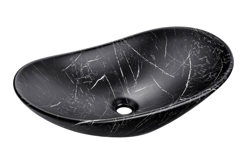 Umywalka nablatowa ceramiczna LENA-MB2 Matowy Czarny 61,5 cm 568770