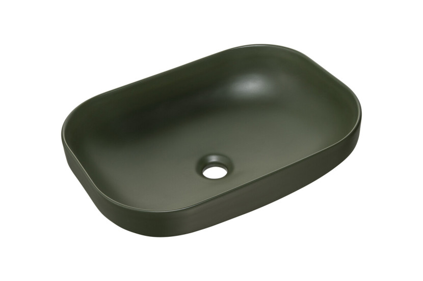 Umywalka nablatowa ceramiczna NELI-MFG Matowa Zieleń Lasu 50,4 cm 608763