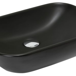 Umywalka Nablatowa Ceramiczna Prostokątna Czarna Leto 373827 Umywalka Nablatowa Ceramiczna Prostokątna Czarna Leto 373827