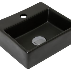 Umywalka Nablatowa Ceramiczna Prostokątna Czarna PAROS 373832 Umywalka Nablatowa Ceramiczna Prostokątna Czarna PAROS 373832