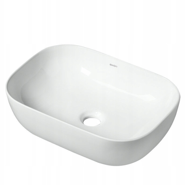 Umywalka nablatowa ceramiczna prostokątna stawiana na blat biała 46x33 cm 898749
