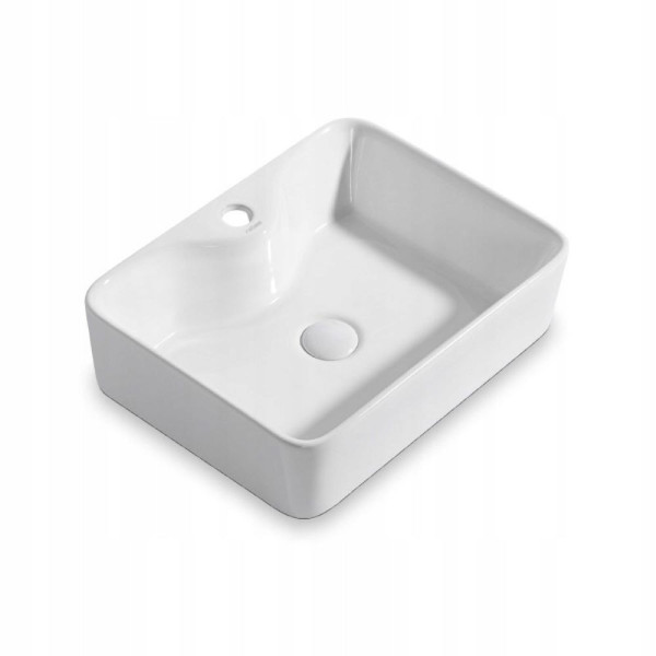 Umywalka nablatowa ceramiczna stawiana biała stawiana 47x37 cm prostokątna 797965