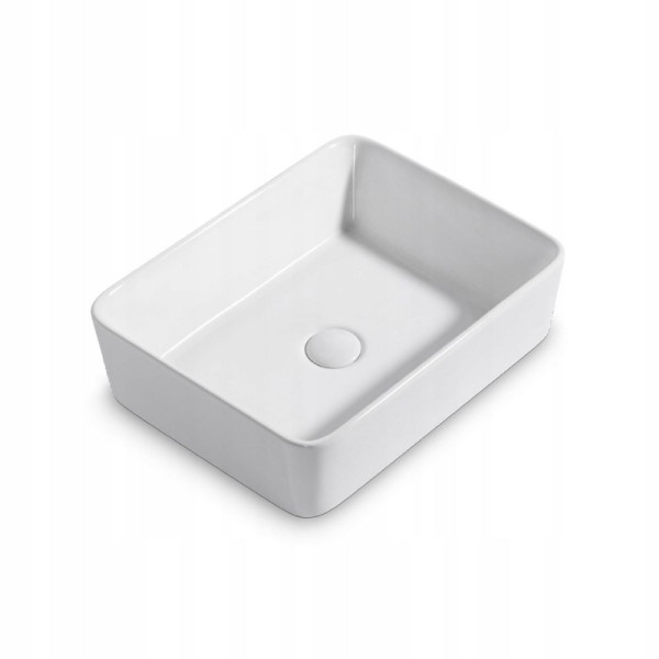 Umywalka nablatowa ceramiczna stawiana biała stawiana 49x38 cm prostokątna 797981