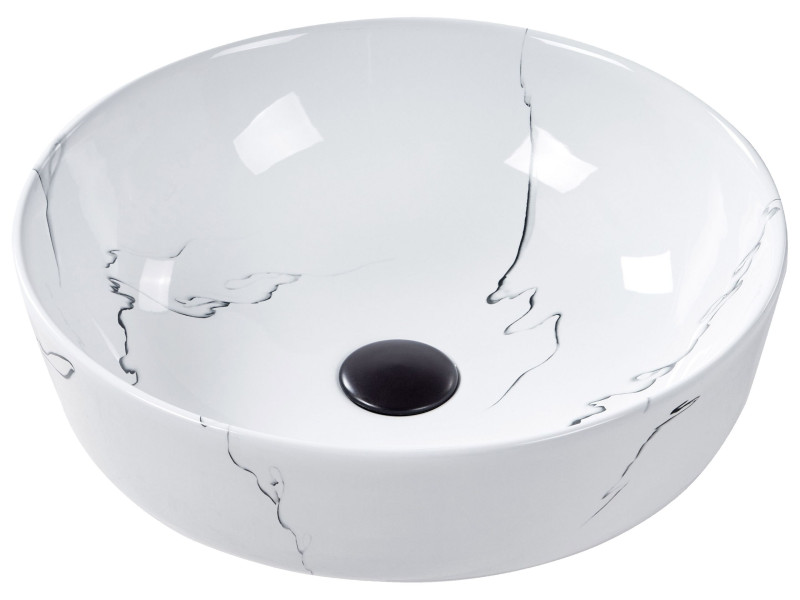 Umywalka nablatowa efekt marmuru biała ⌀42 cm 306908