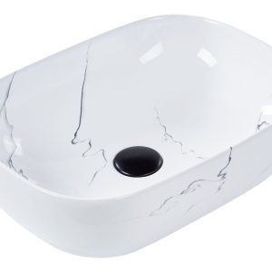 Umywalka nablatowa efekt marmuru biała 47×34 cm 306930 Umywalka nablatowa efekt marmuru biała 47×34 cm 306930