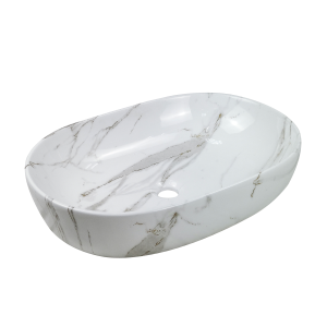 Umywalka Nablatowa Korfu Invena 60 Cm Owalna Efekt Marmur 247849