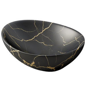 Umywalka nablatowa marmur z żyłkami owalna ceramiczna 41×34,5 cm 715145 Umywalka nablatowa marmur z żyłkami owalna ceramiczna 41×34,5 cm 715145