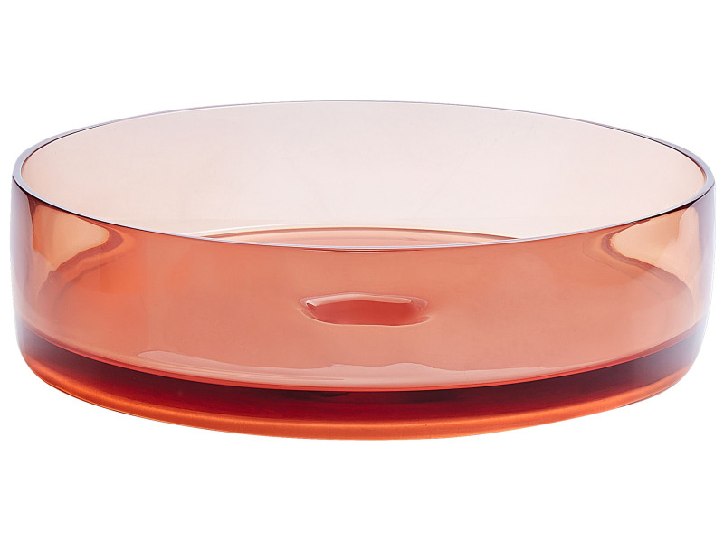 Umywalka nablatowa okrągła 36 cm czerwona 537454
