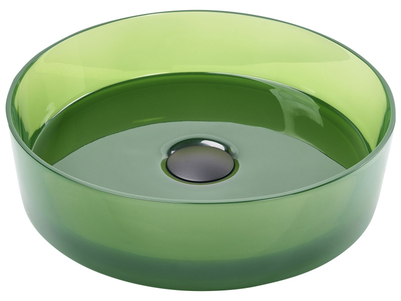 Umywalka nablatowa okrągła 36 cm zielona 537452