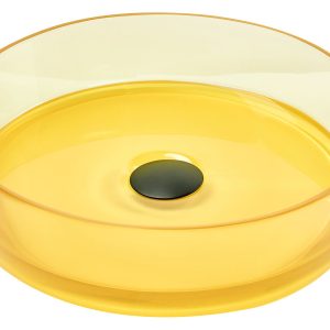 Umywalka nablatowa okrągła 36 cm żółta 537453 Umywalka nablatowa okrągła 36 cm żółta 537453