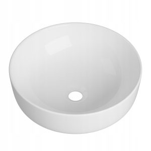 Umywalka nablatowa okrągła biała ceramiczna Teo stawiana 346081 Umywalka nablatowa okrągła biała ceramiczna Teo stawiana 346081