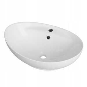 Umywalka nablatowa owalna biała ceramiczna przelew Siena 346079