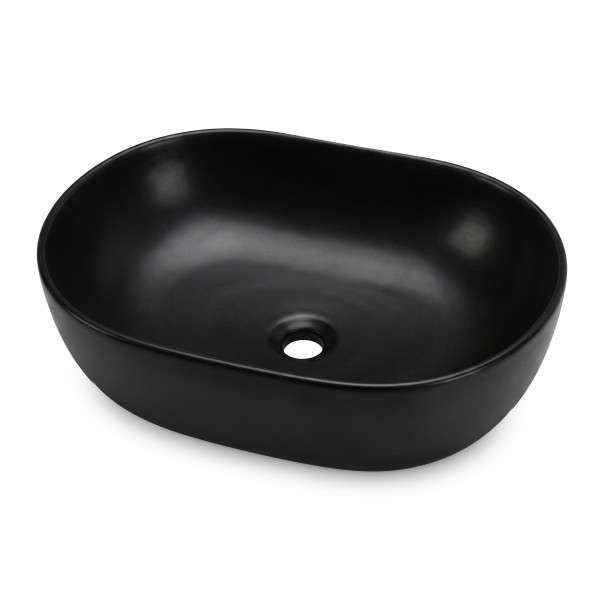 Umywalka nablatowa owalna ELIPSE ceramiczna 49 cm Czarny mat 1051236
