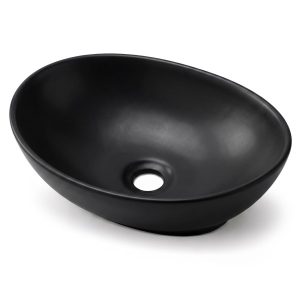 Umywalka nablatowa owalna OVALIS ceramiczna 41 cm Czarny mat 1051239