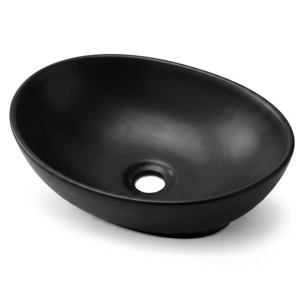 Umywalka nablatowa owalna OVALIS ceramiczna 41 cm Czarny mat 1051239