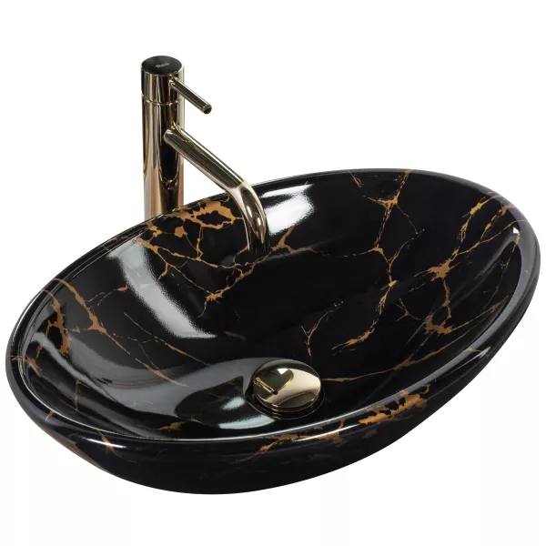 Umywalka Nablatowa Pamela Marble Shiny Czarna - Rea 110913