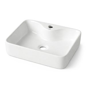 Umywalka nablatowa prostokątna ceramiczna 47 cm Biała 1051237 Umywalka nablatowa prostokątna ceramiczna 47 cm Biała 1051237