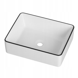 Umywalka nablatowa prostokątna ceramiczna biała Lana 346082 Umywalka nablatowa prostokątna ceramiczna biała Lana 346082