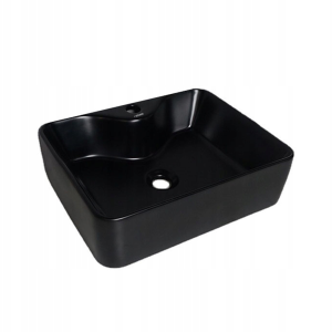 Umywalka nablatowa prostokątna ceramiczna matowa czarna stawiana na blat 797982 Umywalka nablatowa prostokątna ceramiczna matowa czarna stawiana na blat 797982