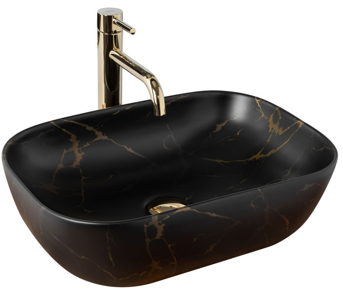 Umywalka nablatowa Rea Belinda Black Marble Mat 88659