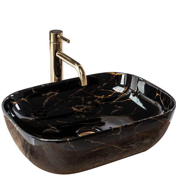 Umywalka nablatowa Rea Belinda Black Marble shiny 88665