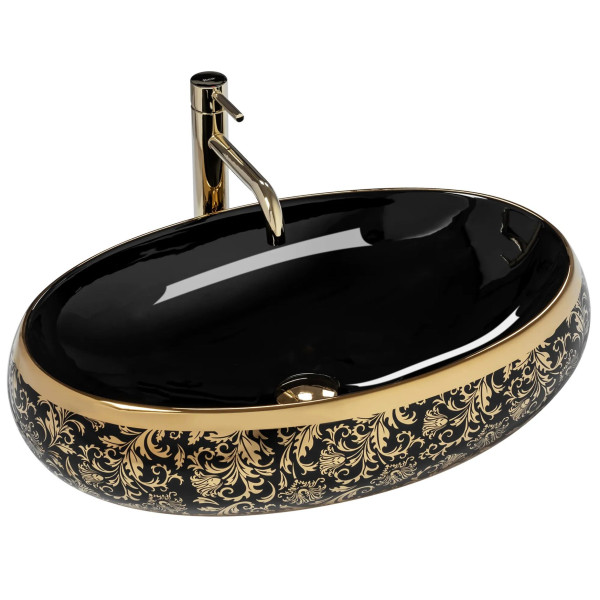 Umywalka nablatowa Rea Meryl Black / Gold 110912