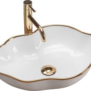 Umywalka nablatowa Rea Pearl Gold Edge 110915
