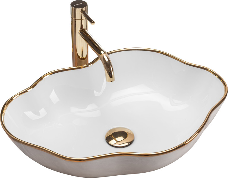 Umywalka nablatowa Rea Pearl Gold Edge 110915