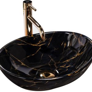 Umywalka nablatowa Rea Sofia Black Marble Shiny 88656