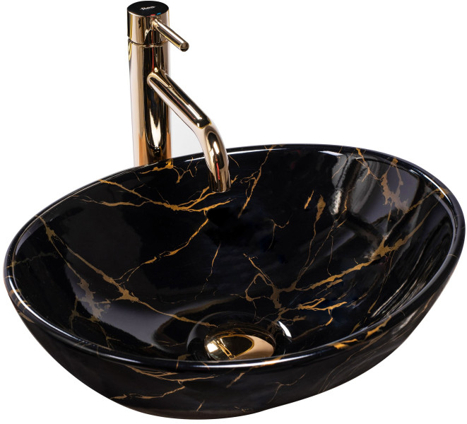 Umywalka nablatowa Rea Sofia Black Marble Shiny 88656