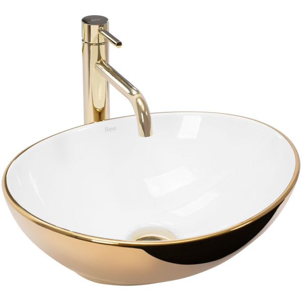 Umywalka nablatowa Rea Sofia Gold / White 88643